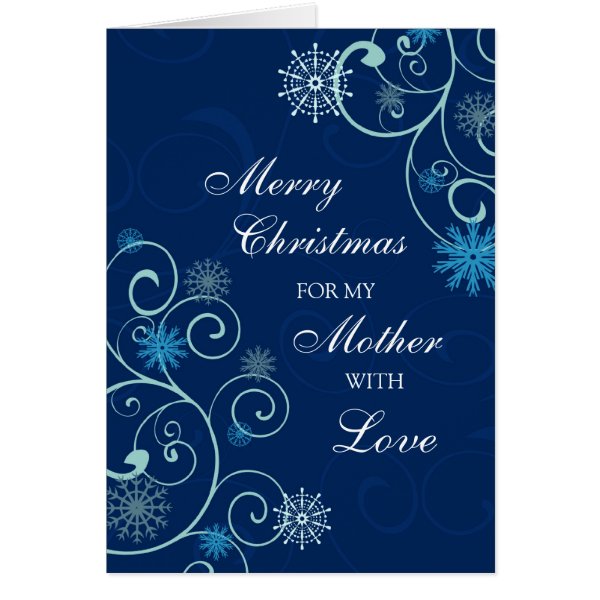 Blue Swirl Mother Merry Christmas Card