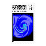 Blue Swirl on Black Postage