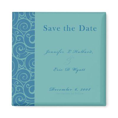 Blue Swirl Save the Date Refrigerator Magnets by DynamicDesign
