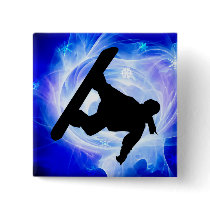 Blue Swirl Snowstorm Pinback Button