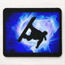 Blue Swirl Snowstorm Mousepads