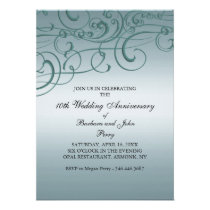 Blue Swirl Wedding Anniversary Invitation invitations