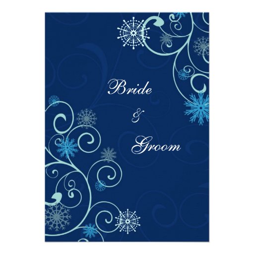 Blue Swirls Christmas Wedding Invitation Cards