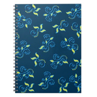 Blue swirls pattern spiral note book
