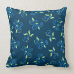 Blue swirls pattern throw pillow