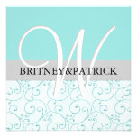 Blue  Swirls & Tiffany Blue Wedding Invitations