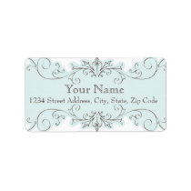 Blue Swirls Wedding RSVP Return Address Labels