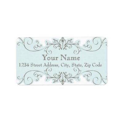 Blue Swirls Wedding RSVP Return Address Labels
