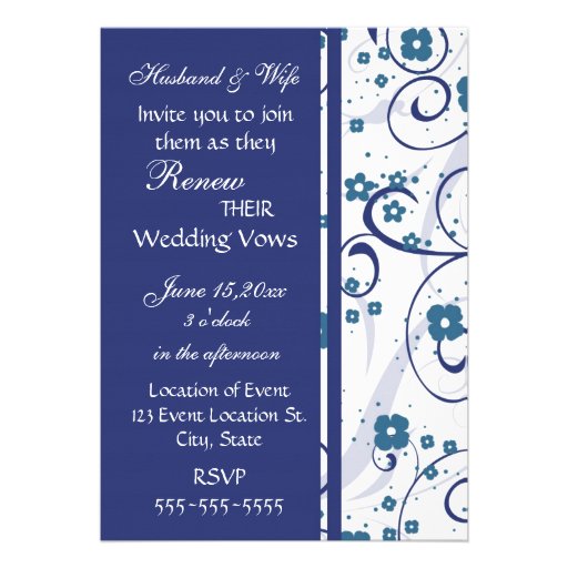 Blue Swirls Wedding Vow Renewal Invitation Card