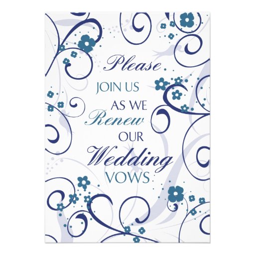 Blue Swirls Wedding Vow Renewal Invitation Card