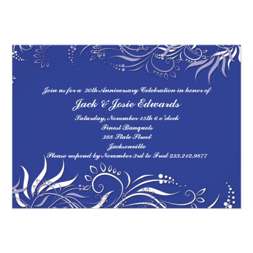 Blue Swirly Anniversary Invitation