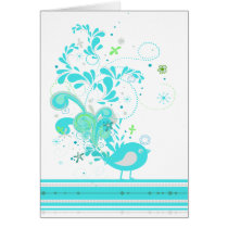 blue swirly bird vector greeting cards