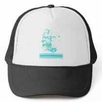 blue swirly bird vector mesh hat