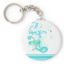 blue swirly bird vector keychains