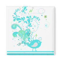 blue swirly bird vector fridge magnet