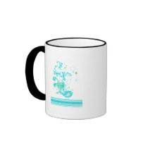 blue swirly bird vector mug