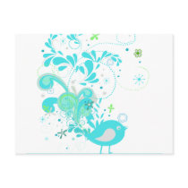 blue swirly bird vector post cards