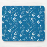 Blue Swirly Flowers Mouse Pad
