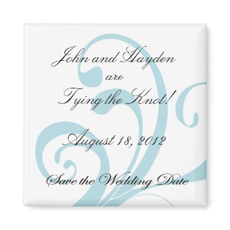 Blue Swirly Save the Wedding Date magnet