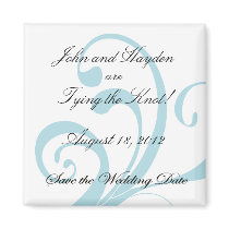 Blue Swirly Save the Wedding Date Magnet