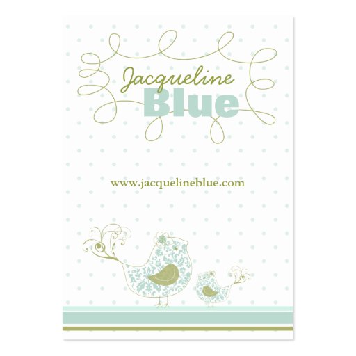 Blue Swirly Whimsical Birds Custom Business Card (front side)