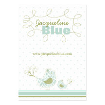 Blue Swirly Whimsical Birds Custom Business Card