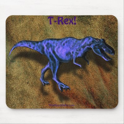 Blue T-Rex Dinosaur & Leather-effect Mousepad by RavenSpiritPrints