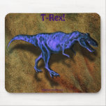 Blue T-Rex Dinosaur &amp; Leather-effect Mousepad