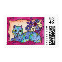 Blue Tabby Cat Postage Stamp