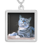 Blue Tabby Kitty necklace