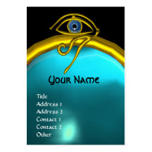 BLUE TALISMAN AQUAMARINE  MONOGRAM black yellow Business Card Template