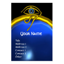 BLUE TALISMAN SAPPHIRE  MONOGRAM black yellow Business Card Template