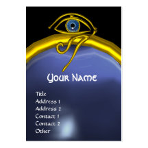 BLUE TALISMAN TOPAZ  MONOGRAM black yellow Business Card Template