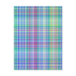 blue tartan pattern post card