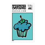 blue tartan plaid cupcake postage