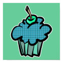 blue tartan plaid cupcake posters