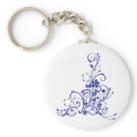 Blue Tattoo Floral Burst Key Chain