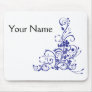 Blue Tattoo Floral Burst Mouse Pad