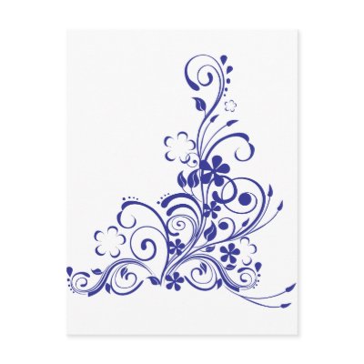 Blue Tattoo Floral Burst Post Cards by elysee29