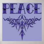 Blue Tattoo Peace Art Posters