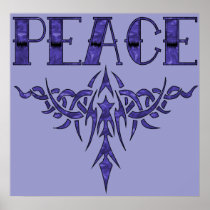 Blue Tattoo Peace Art Posters