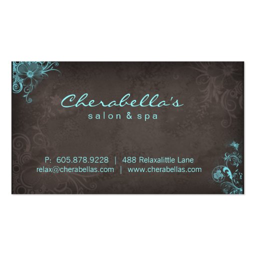 Blue Taupe Salon Spa Floral business card (back side)