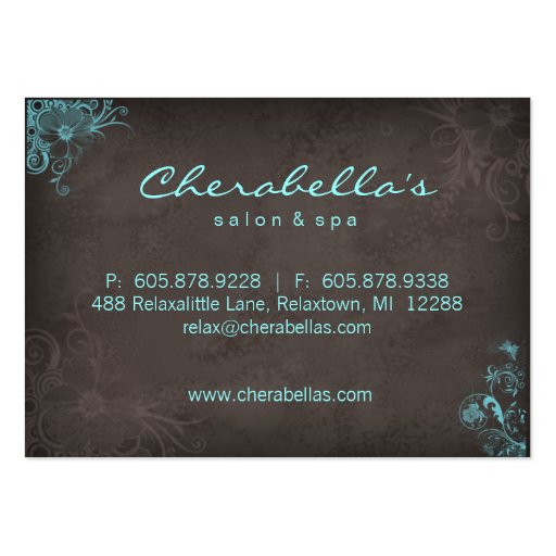 Blue Taupe Salon Spa Floral Gift Card Business Card Template (back side)