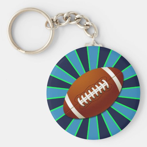 Blue, Teal and Green Team Colors Retro Football Keychain Zazzle