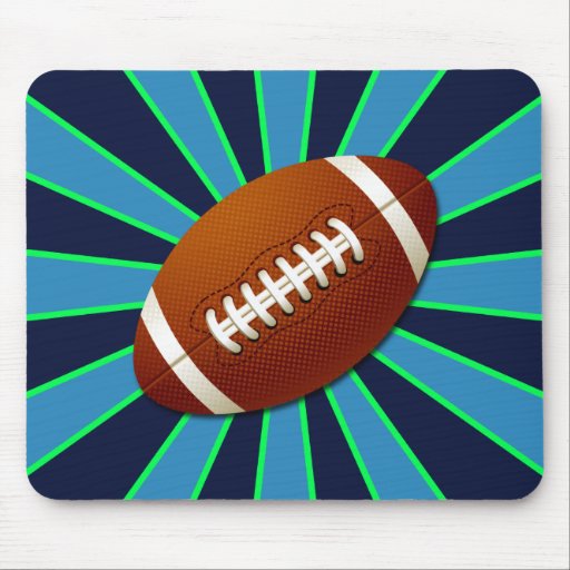 Blue, Teal and Green Team Colors Retro Football Mouse Pads from