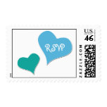 Blue Teal Heart rsvp Stamps
