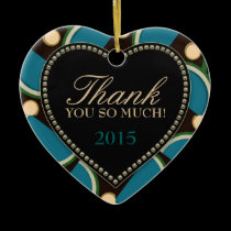 Blue Teal Monogram Thank You Heart Ornament ornaments