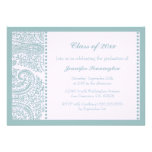 Blue teal paisley graduation party announcement