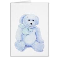 Blue Teddy Bear Blank Card card