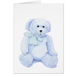 Blue Teddy Bear Blank Card card